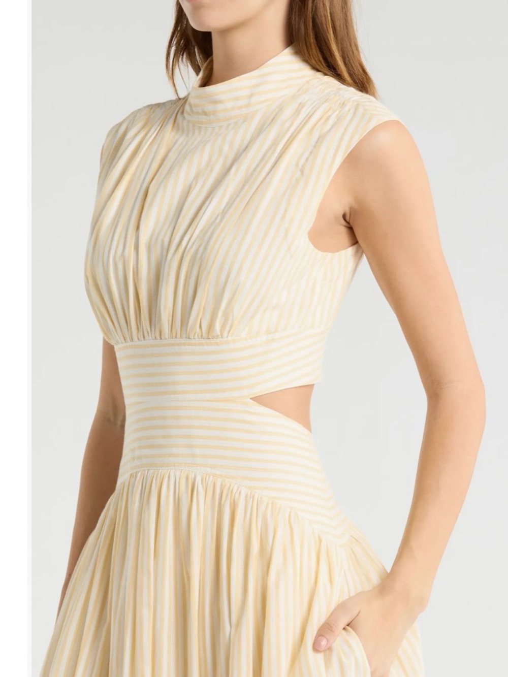 Parker Julianne Stripe Cotton Maxi Dress, Women’s 4, Butter Yellow, Ivory, NWT - Picture 4 of 11